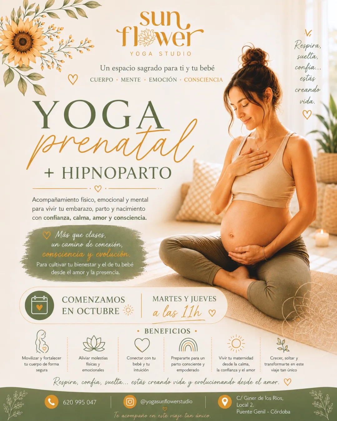 Yoga Prenatal e Hipnoparto con Silvia Navas en Yoga Sunflower Studio